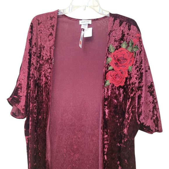 Beware Womens Burnout Velvet Kimono Open Front Dolman Sleeve XL Whhimsigoth  Y2K - Picture 3 of 7